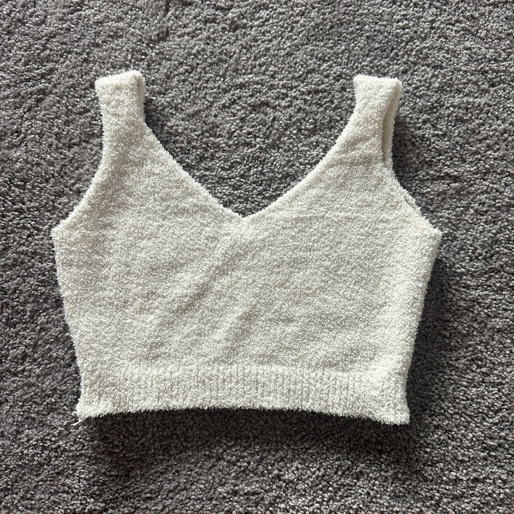 Cozy White Knit Crop Top